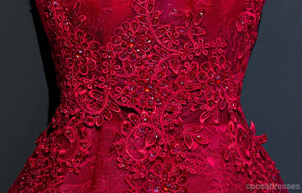 Duas tiras cadarço vermelho vestidos de baile para os estudantes de regresso para casa pesadamente enfeitados com contas, vestidos de regresso para casa baratos, CM265