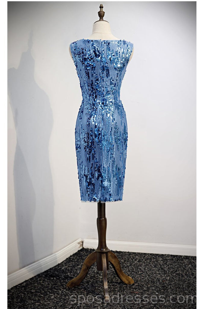 Scoop Mermaid Blue Sparkly Sequin Homecoming Dresses Online, Cheap Short Prom Dresses, CM756