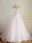 Dresses de mariage personnalisées à long pointe rose pâle sans sangle, WD308