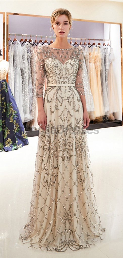 Mangas compridas Brilhante Sequin Sereia Noite de Baile, Vestidos de Noite, Vestidos de Festa de Formatura, 12047