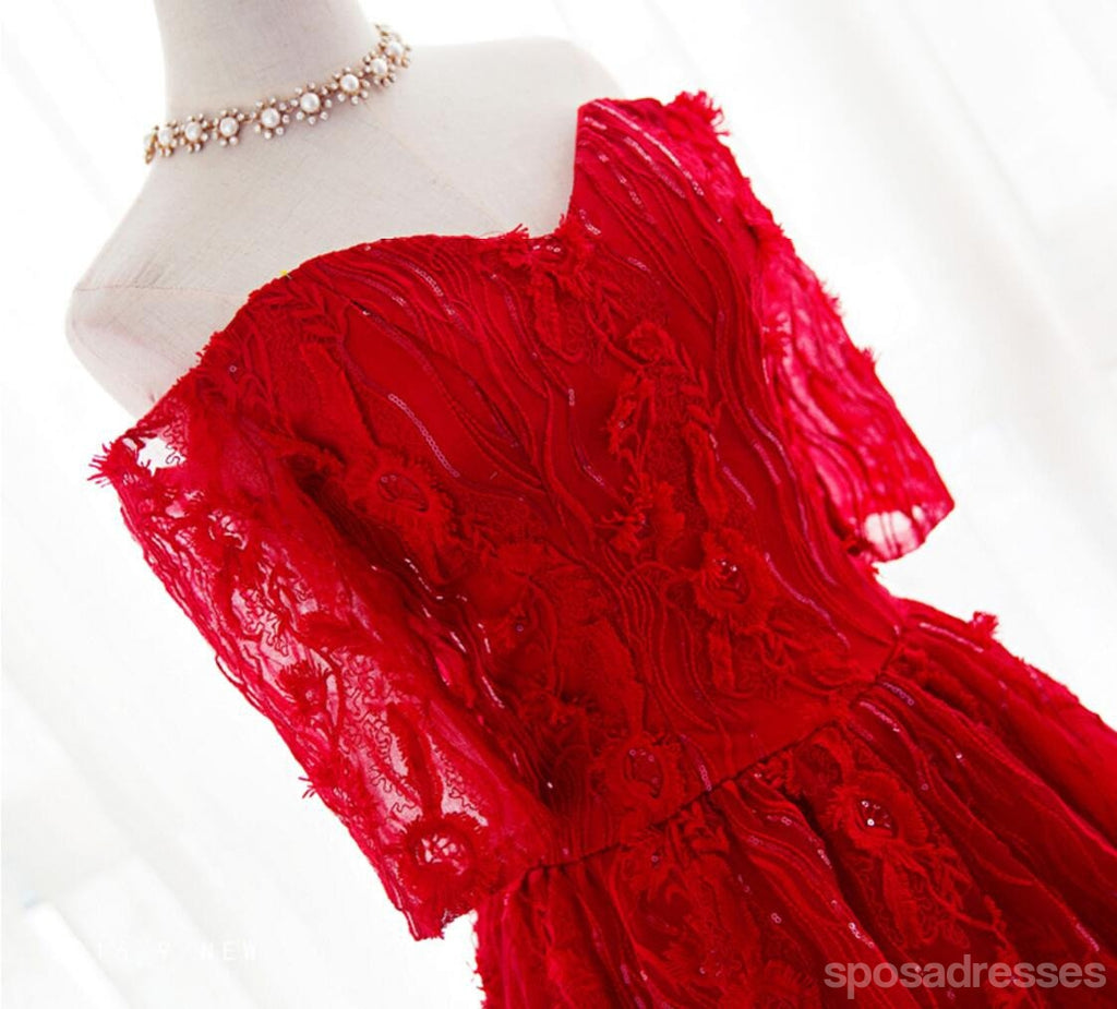 Manga longa Vermelho de Laço Frisado Baile Vestidos de Baile, Acessível, de Festa Curto Vestidos de Baile, Regresso a casa Perfeita Vestidos, CM266
