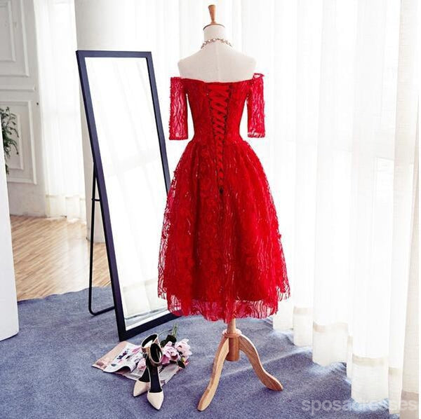 Manga longa Vermelho de Laço Frisado Baile Vestidos de Baile, Acessível, de Festa Curto Vestidos de Baile, Regresso a casa Perfeita Vestidos, CM266