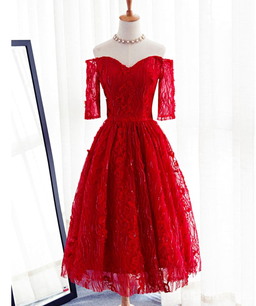 Manga longa Vermelho de Laço Frisado Baile Vestidos de Baile, Acessível, de Festa Curto Vestidos de Baile, Regresso a casa Perfeita Vestidos, CM266