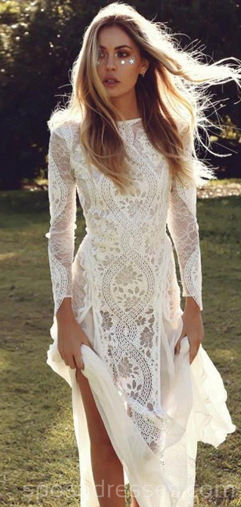 Long Sleeves Lace Mermaid Long Γαμήλια Φορέματα Online, Φθηνά Νυφικά Φορέματα, WD532