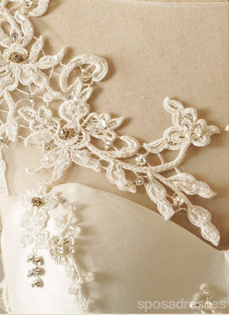 Manches longues Décolleté V en Dentelle Longue traîne Robes de Mariée, des Robes de Mariage, Mariage pas Cher Robes de Mariée, WD221