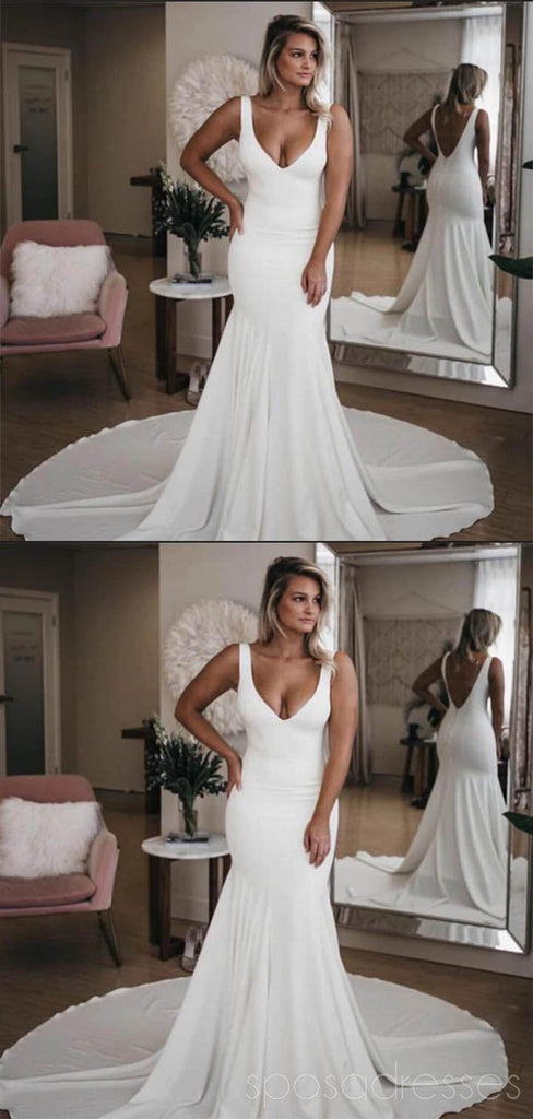 Απλό Backless Sexy Φτηνές Γοργόνα Γοργόνα Φορέματα Online, Φθηνά Νυφικά Φορέματα, WD481