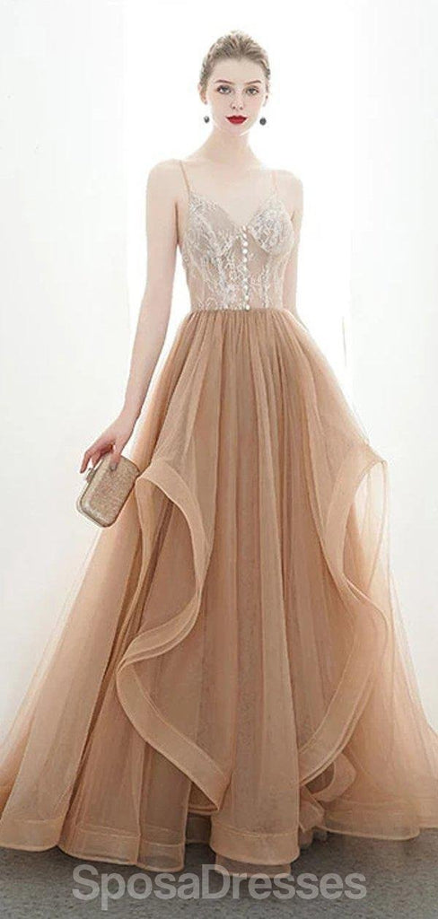 Sexy Backless Spaghetti Straps See Through Long Evening Prom Dresses, Evening Party Prom Dresses, 12175