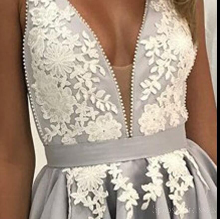 Gray V Neckline Lake Short Homecoming Prom Dresses, Cheap Party Prom Sweet 16 Dresses, CM374