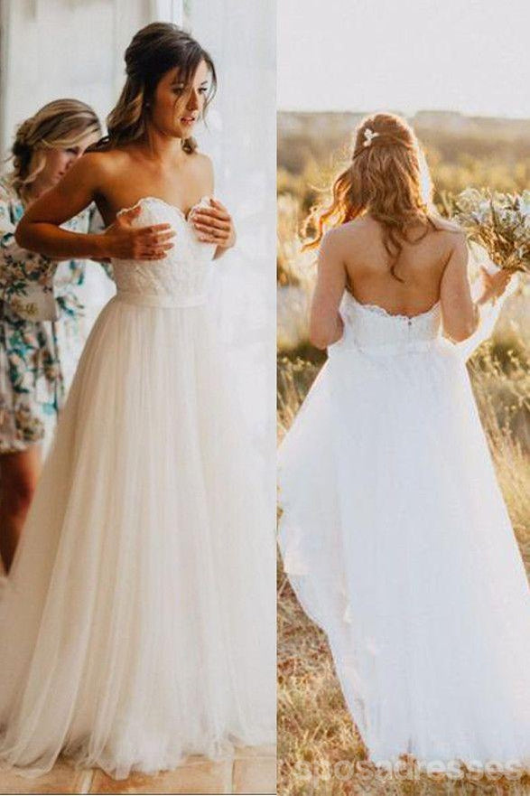 Exclusivo Sweetheart Uma linha Simples Baratos Vestidos de Noiva, WD310