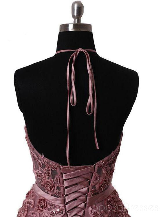 Halter Dusty Red See Through A line Lace Long Custom βραδινά φορέματα Prom, 17408