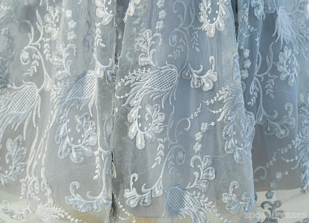 Manga longa Cinza de Renda Modesta Baile Vestidos de Baile, Acessível, de Festa Curto Vestidos de Baile, Regresso a casa Perfeita Vestidos, CM296
