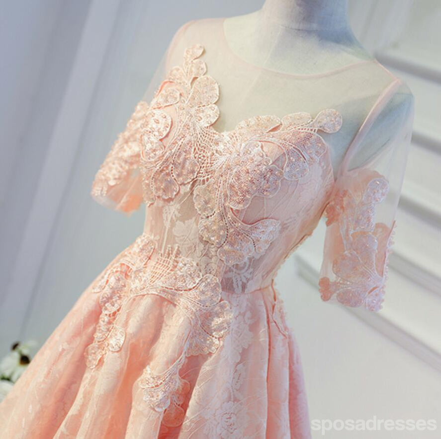 Manga curta Pêssego Laço Aberto de Volta do Baile Vestidos de Baile, Acessível, de Festa Curto Vestidos de Baile, Regresso a casa Perfeita Vestidos, CM297