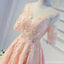 Manga curta Pêssego Laço Aberto de Volta do Baile Vestidos de Baile, Acessível, de Festa Curto Vestidos de Baile, Regresso a casa Perfeita Vestidos, CM297