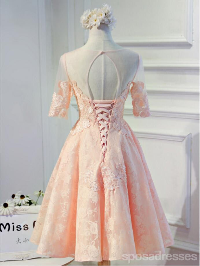 Manga curta Pêssego Laço Aberto de Volta do Baile Vestidos de Baile, Acessível, de Festa Curto Vestidos de Baile, Regresso a casa Perfeita Vestidos, CM297