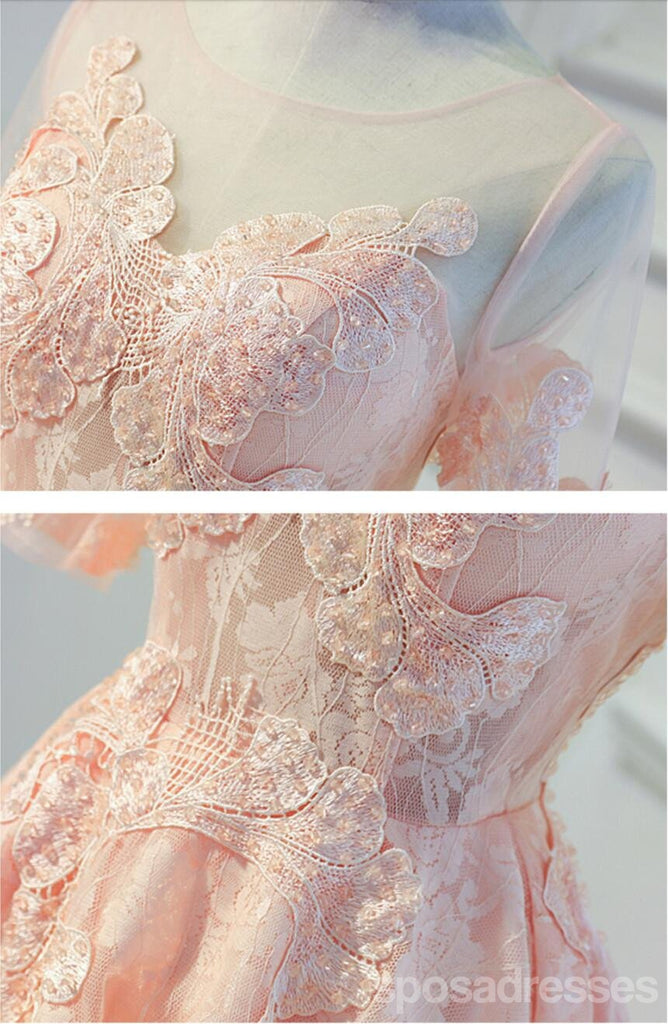 Manga curta Pêssego Laço Aberto de Volta do Baile Vestidos de Baile, Acessível, de Festa Curto Vestidos de Baile, Regresso a casa Perfeita Vestidos, CM297
