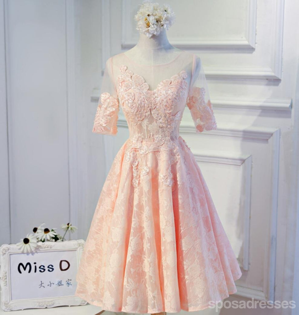 Manga curta Pêssego Laço Aberto de Volta do Baile Vestidos de Baile, Acessível, de Festa Curto Vestidos de Baile, Regresso a casa Perfeita Vestidos, CM297