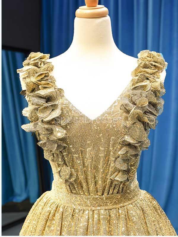 V λαιμό Ruffles Πράσινη Sequin Long Evening Prom Φορέματα, Βραδινά Κόμμα Prom Φορέματα, 12244