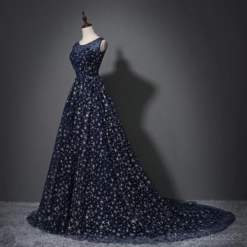 Scoop Navy Star Sequin Φτηνές Μακρύ Βραδινό Χορός Χορός, Φτηνές Προσαρμοσμένα Γλυκά 16 Φορέματα, 18536