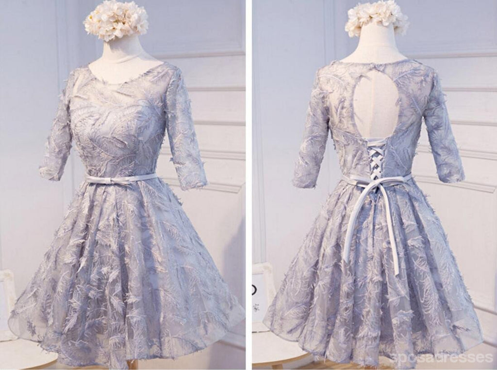 Manga de Modest Long vestidos de baile para os estudantes de regresso para casa cinzas, vestidos de baile para os estudantes partidários curtos disponíveis, vestidos de regresso para casa perfeitos, CM300