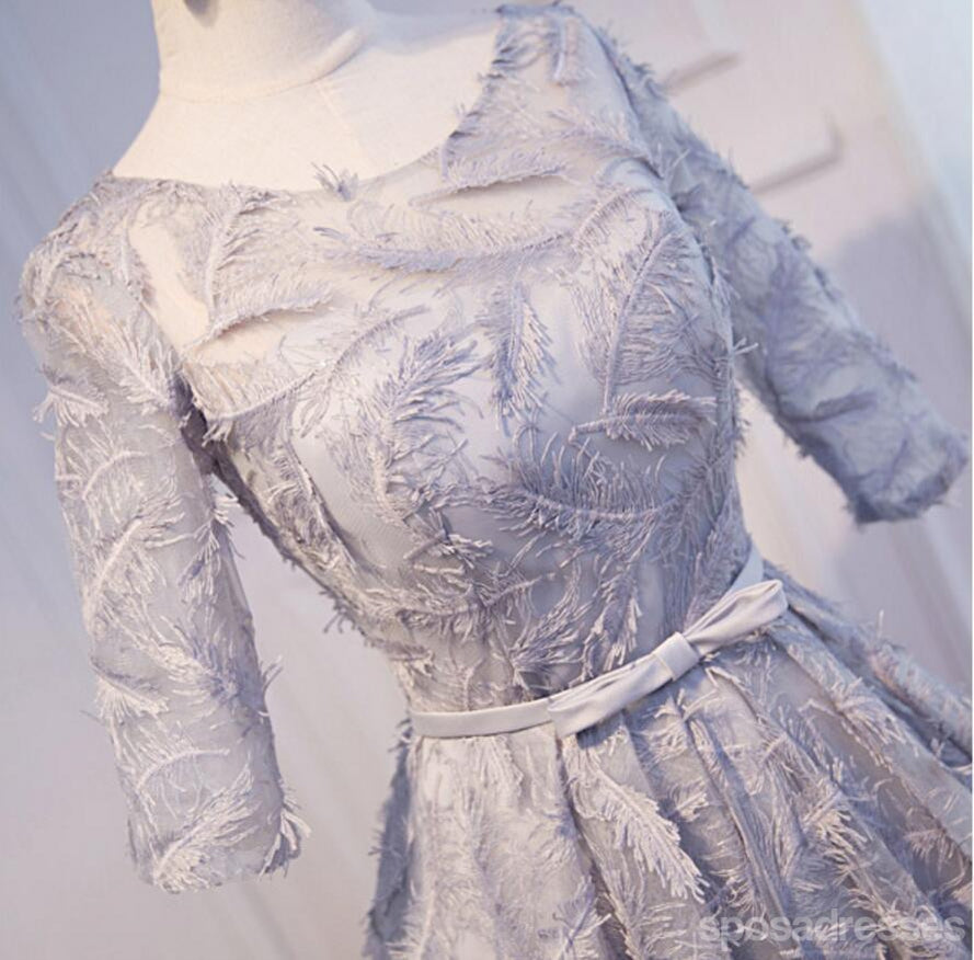 Manga de Modest Long vestidos de baile para os estudantes de regresso para casa cinzas, vestidos de baile para os estudantes partidários curtos disponíveis, vestidos de regresso para casa perfeitos, CM300