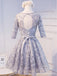 Manga de Modest Long vestidos de baile para os estudantes de regresso para casa cinzas, vestidos de baile para os estudantes partidários curtos disponíveis, vestidos de regresso para casa perfeitos, CM300
