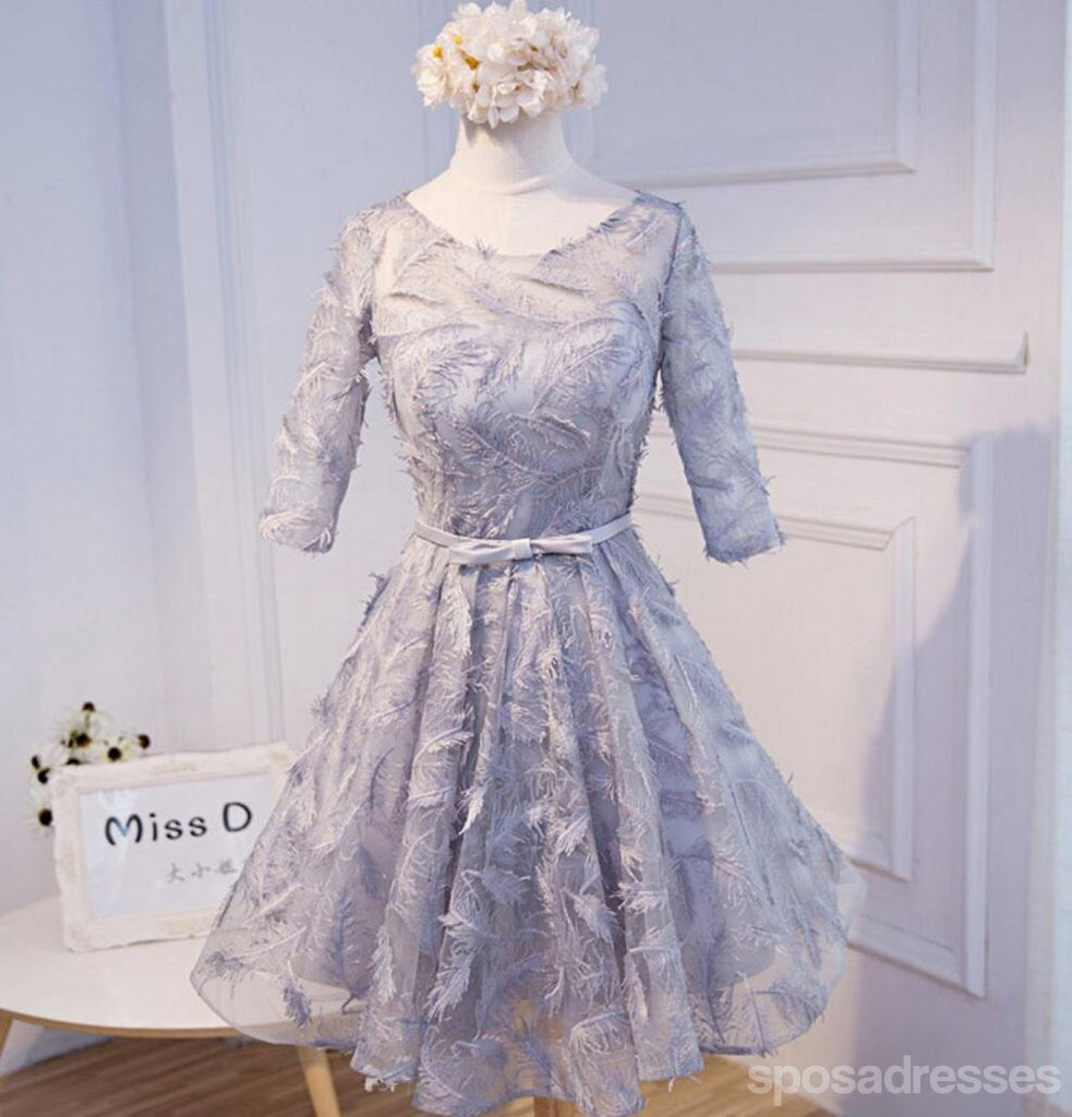 Manga de Modest Long vestidos de baile para os estudantes de regresso para casa cinzas, vestidos de baile para os estudantes partidários curtos disponíveis, vestidos de regresso para casa perfeitos, CM300