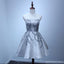 Cadarço cinza vestidos de baile para os estudantes de regresso para casa enfeitados com contas, espartilho disponível vestidos de baile para os estudantes partidários curtos posteriores, vestidos de regresso para casa perfeitos, CM233