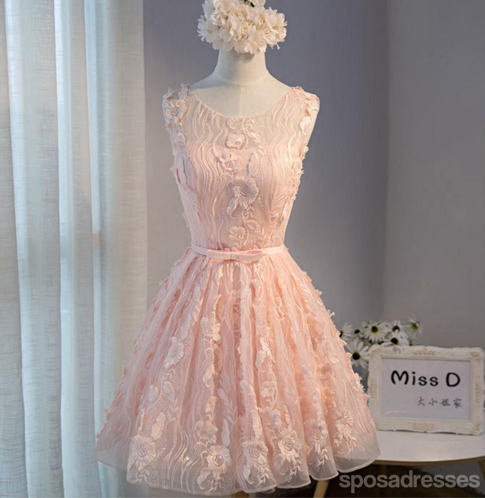 Peach Lace Short Peach Cute Homecoming Prom Dresses, Affordable Short Party Prom Dresses, Perfect Homecoming Dresses, CM302