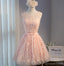 Peach Lace Short Peach Cute Homecoming Prom Dresses, Affordable Short Party Prom Dresses, Perfect Homecoming Dresses, CM302