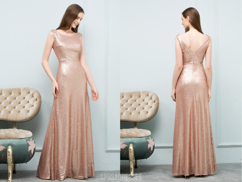 Φτηνές Sparkly Μήκος Πατωμάτων που δεν Ταιριάζουν Χρυσό Πούλιες Φορέματα Παράνυμφων σε απευθείας Σύνδεση, WG547