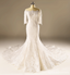Long lacet de sirène de manche robes de mariée perlées, robes de mariée faites personnalisées, robes de mariée de mariage abordables, WD228