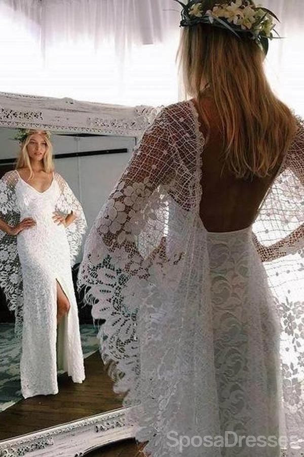 Sirène de lacet de fente de côté dos nu robes de mariée bon marché robes de noce uniques en ligne, bon marché, WD588