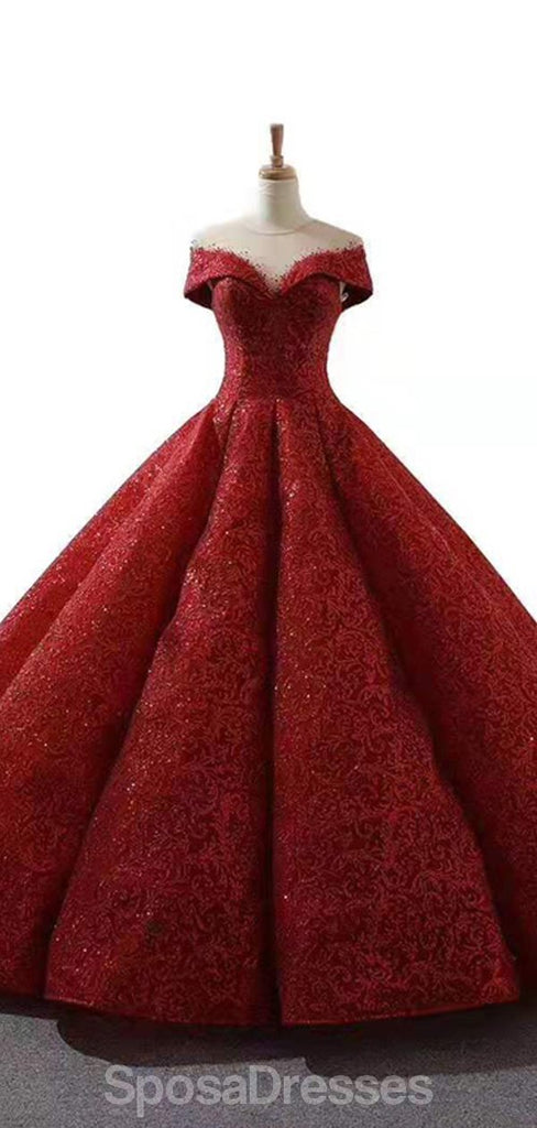 Jóia vermelha escura fora do ombro vestido de baile longos vestidos de baile, vestidos de festa à noite, 12213