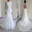 Lindo em torno do pescoço manga comprida Sexy Mermaid Backless Lace Vestidos de festa de casamento, WD0040