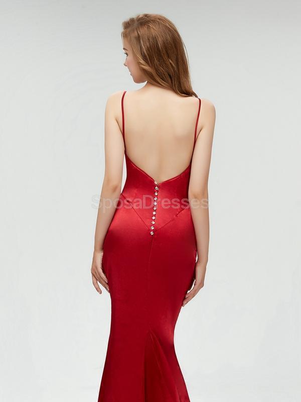 Φτηνός Απλή Backless Σκούρο Κόκκινο Γοργόνα Καιρό το Κόμμα Βραδιού Prom Φορέματα, 175200
