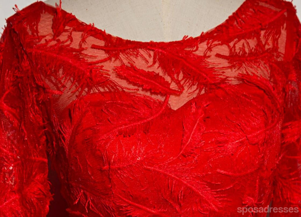 Modesto de Manga Longa Vermelha de Laço Bonito Baile Vestidos de Baile, Acessível, de Festa Curto Vestidos de Baile, Regresso a casa Perfeita Vestidos, CM310