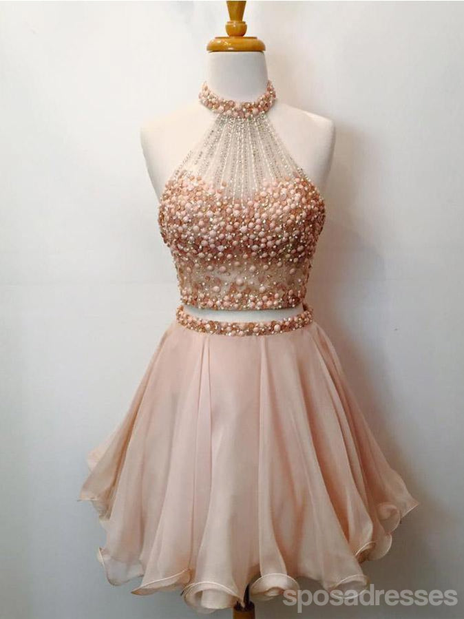 Champagne Two Pieces Beading Short Φτηνά Homecoming Online, CM572