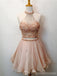 Champagne Two Pieces Beading Short Φτηνά Homecoming Online, CM572