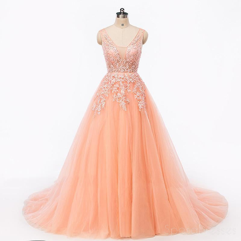 Sexy sem encosto Decote sem alças Lace A linha de Pêssego Longa Noite Vestidos de Baile Popular Barato a Longo 2018 Festa Vestidos de Baile, 17227