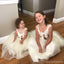Robes de demoiselle d'honneur de ceinture de fleur de tulle ivoire, robes de petite fille populaires, FG016