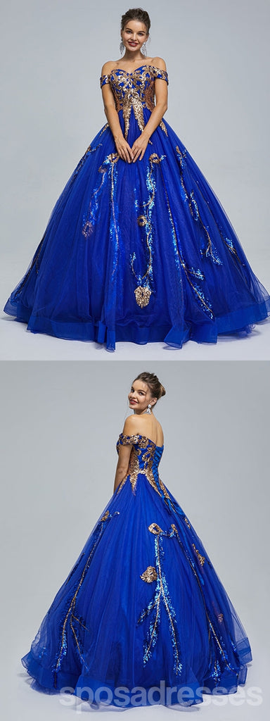 Querida pescoço ouro lantejoulas uma linha barato longo Evening Prom Dresses, Evening Party Prom Dresses, 12350