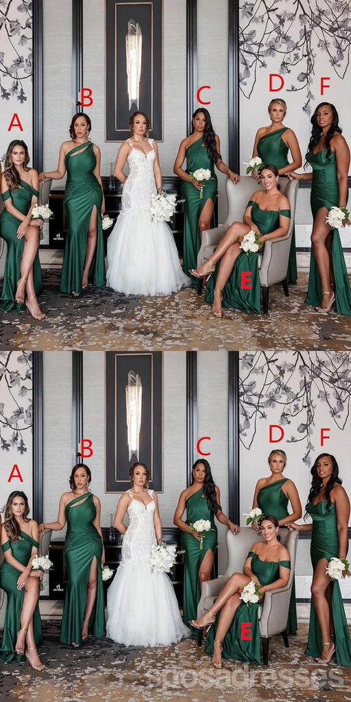 Mismatched Emerald Green Mermaid Long Bridesmaid Dresses,WG1455