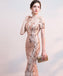 Off Shoulder Rose Gold Sequin Γοργόνα Long Evening Prom Dresses, Evening Party Prom Dresses, 12324