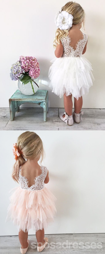 Scoop Neckline Lake Top Tulle Popular Tulle Flower Girls Dresses, Cheap Little Girl Dresses, FG018