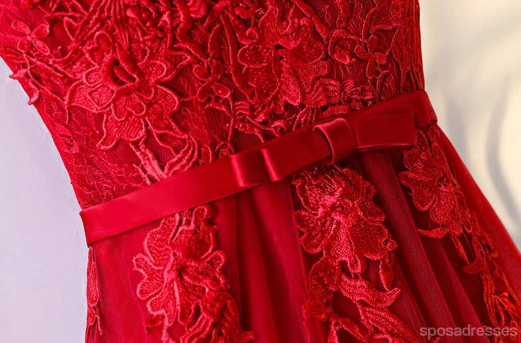Red Lace Round Neckline Short Homecoming Prom Dresses, Affordable Corset Back Short Party Prom Dresses, Perfect Homecoming Dresses, CM245