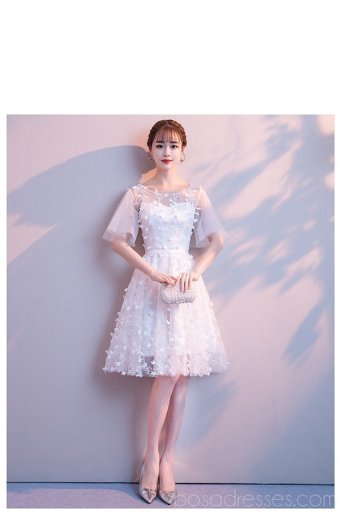 Sweet Off White Lace Φθηνά Homecoming Φορέματα Online, Φθηνά Κοντά Φορέματα Prom, CM775