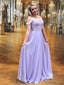 Lilás Off Ombro Chiffon Laço Frisado Longa Noite Vestidos de Baile, 17521