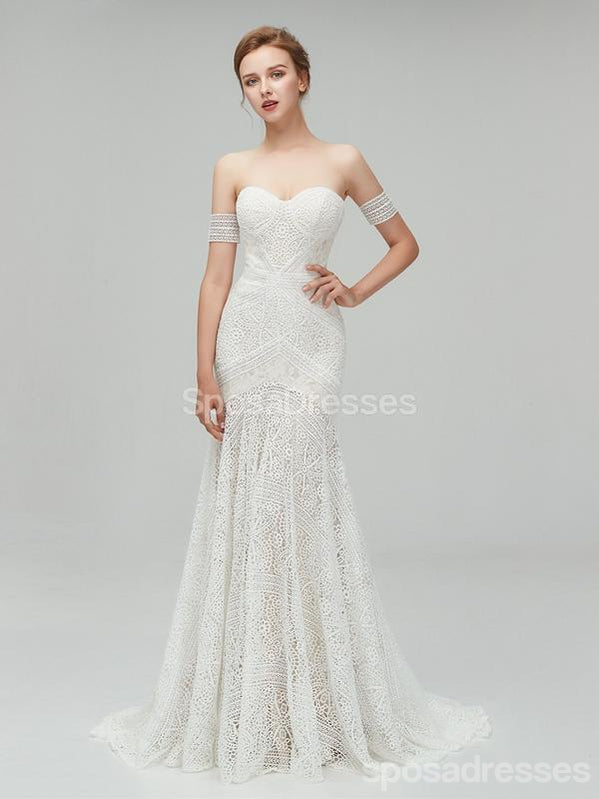 Αγαπημένη Lace Mermaid Γάμο Φορέματα Σε Απευθείας Σύνδεση, Φθηνά Δαντέλα Νυφικά Φορέματα, WD460