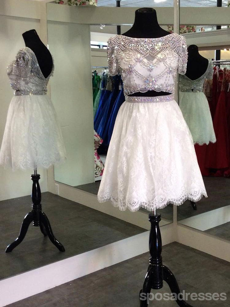 Τα Μανίκια καπ Rhinestone Δύο Κομμάτια Short Homecoming Φορέματα 2018, CM503