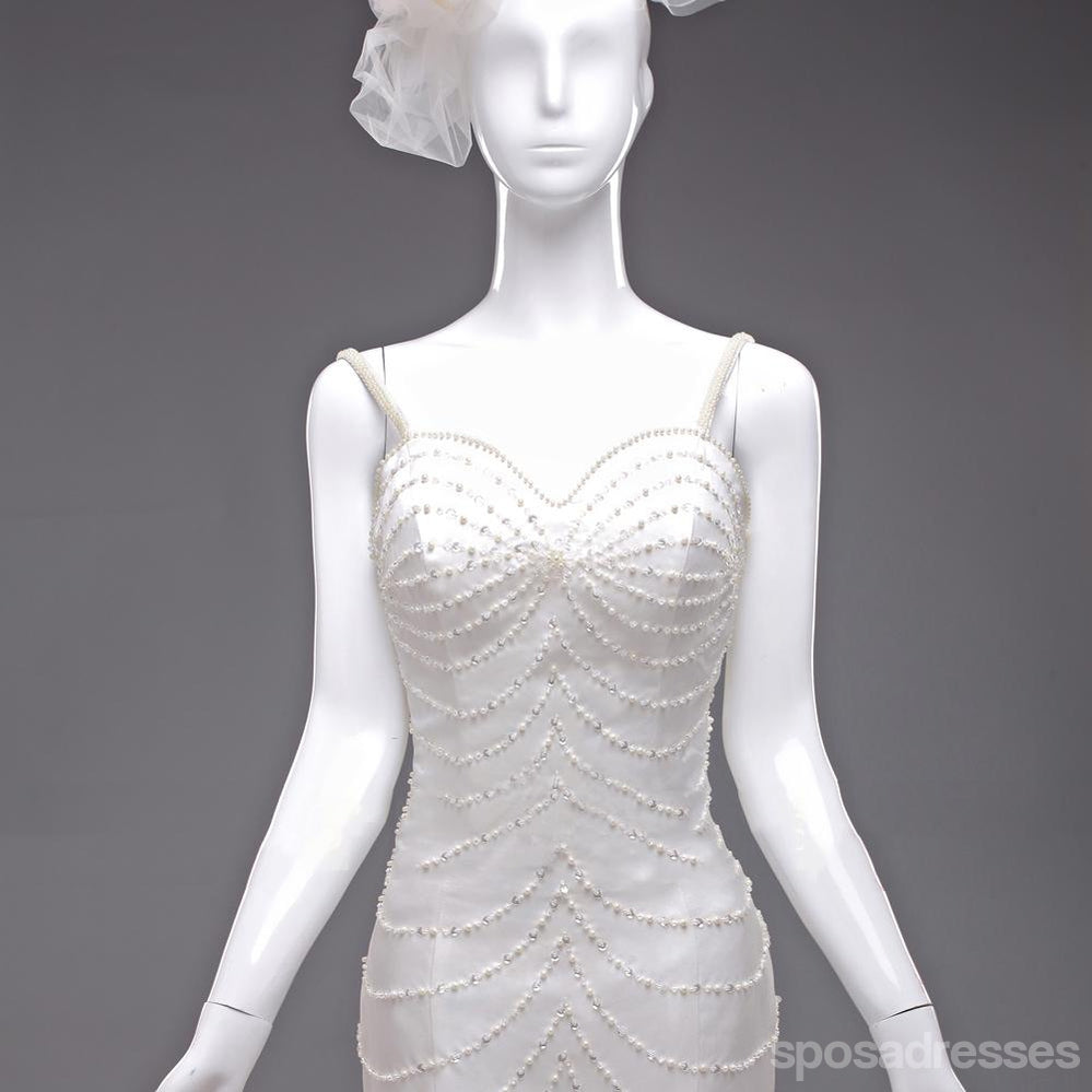 Querida Sexy sem encosto Sereia Pérolas Frisado Casamento Vestidos de Noiva Barato, Feito de Casamento Vestidos de Noiva, WD277
